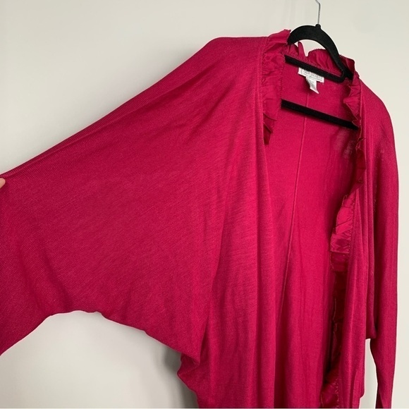 SIL Assets Diane Von Furstenberg 100% Silk Ruffle Fringe Cardigan Size L - Picture 5 of 7